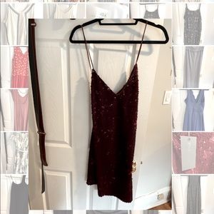 KENDELL AND KYLIE SEQUIN SLIP DRESS